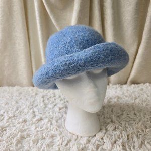 Beautiful Vintage Baby Blue Wool Hat Hand Made in Romania